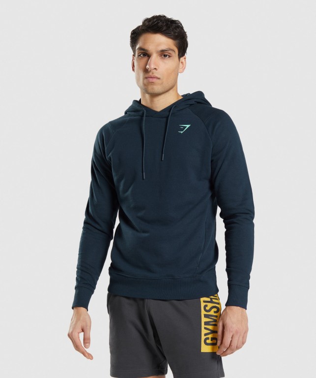 Gymshark Bold Kapüşonlu Sweatshirt Erkek Lacivert | 539-HMJYTA