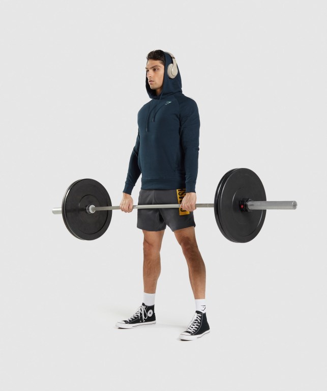 Gymshark Bold Kapüşonlu Sweatshirt Erkek Lacivert | 539-HMJYTA