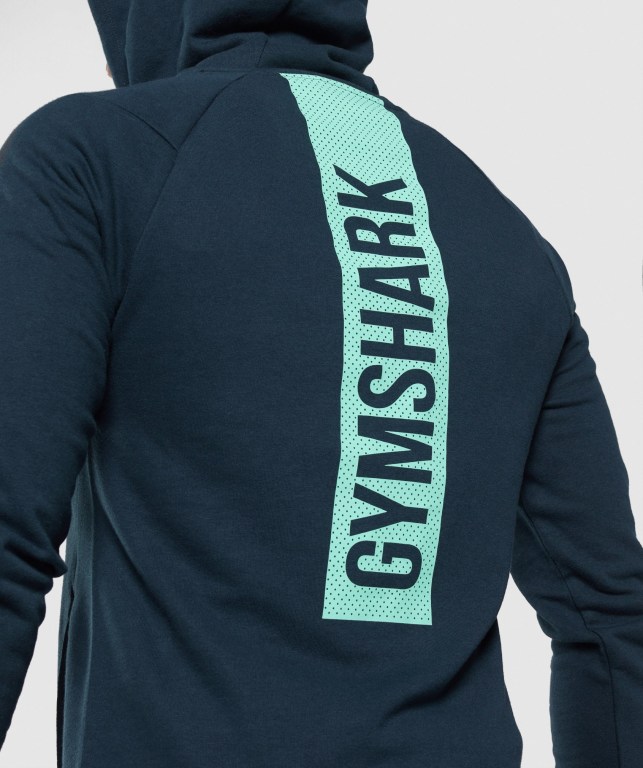 Gymshark Bold Kapüşonlu Sweatshirt Erkek Lacivert | 539-HMJYTA