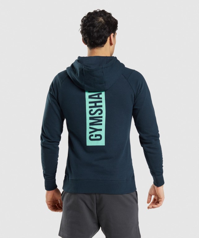 Gymshark Bold Kapüşonlu Sweatshirt Erkek Lacivert | 539-HMJYTA