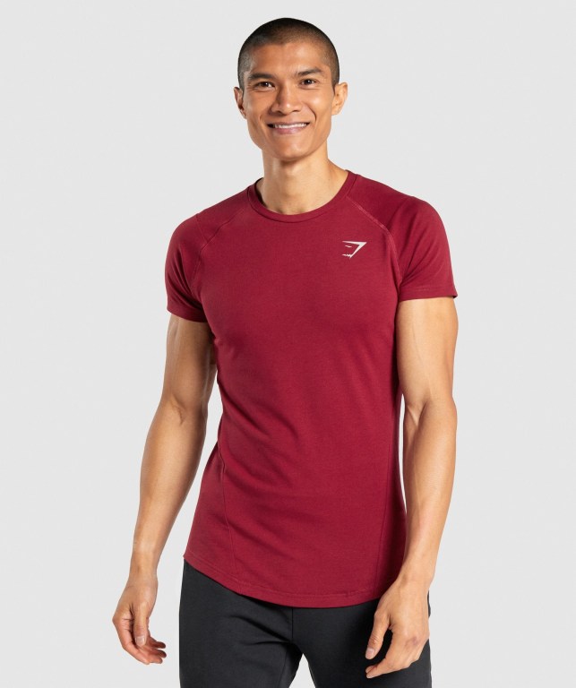 Gymshark Bold Tişört Erkek Bordo | 715-AXTPJF