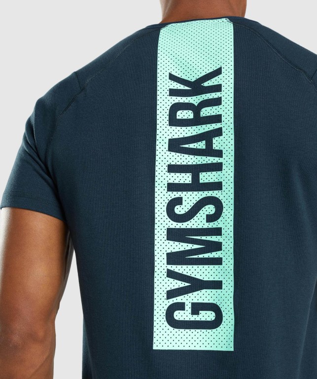 Gymshark Bold Tişört Erkek Lacivert | 371-ZATRNQ