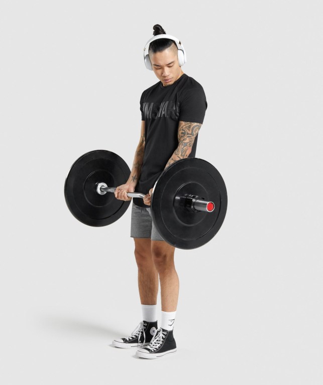 Gymshark Bold Tişört Erkek Siyah Siyah | 795-NQDVTA