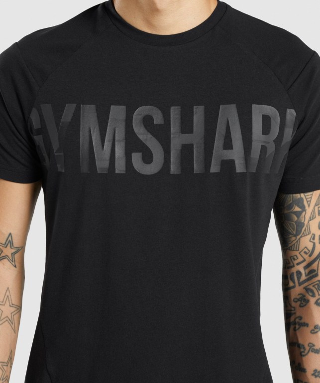 Gymshark Bold Tişört Erkek Siyah Siyah | 795-NQDVTA