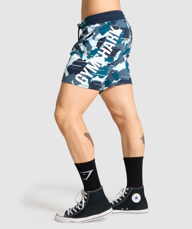 Gymshark Bold Şort Erkek Camo | 406-BXODPR