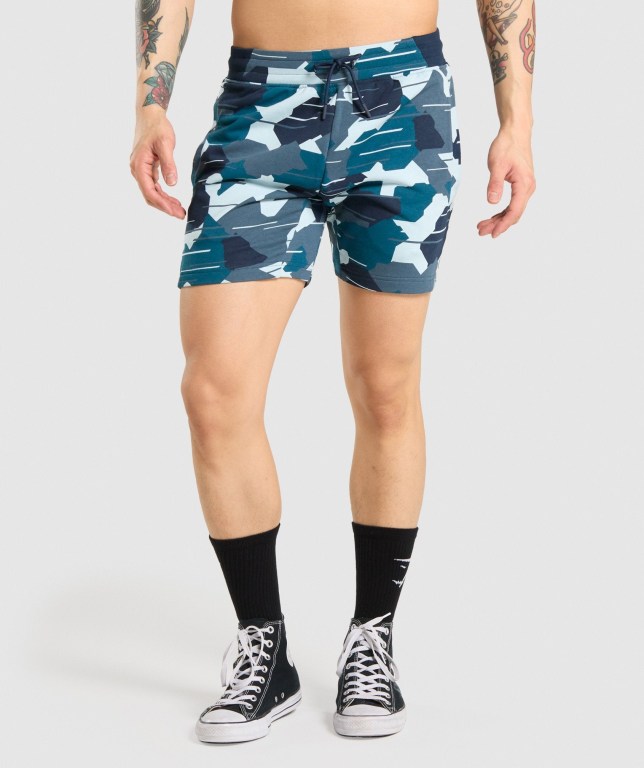 Gymshark Bold Şort Erkek Camo | 406-BXODPR