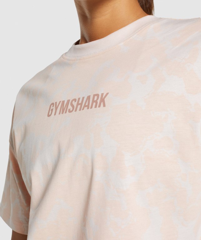 Gymshark Camo Graphic Oversized Tişört Kadın Krema Açık Kahverengi | 231-OEXJFW