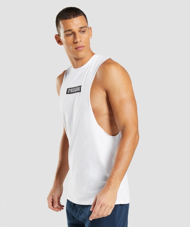 Gymshark Central Drop Arm Atlet Erkek Beyaz | 230-TBSOUW