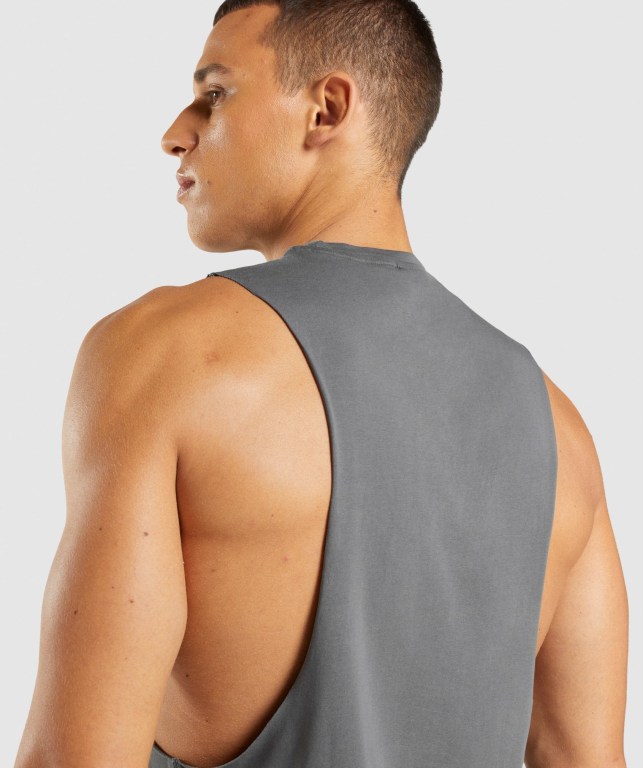 Gymshark Central Drop Arm Atlet Erkek Gri | 796-JASFDN