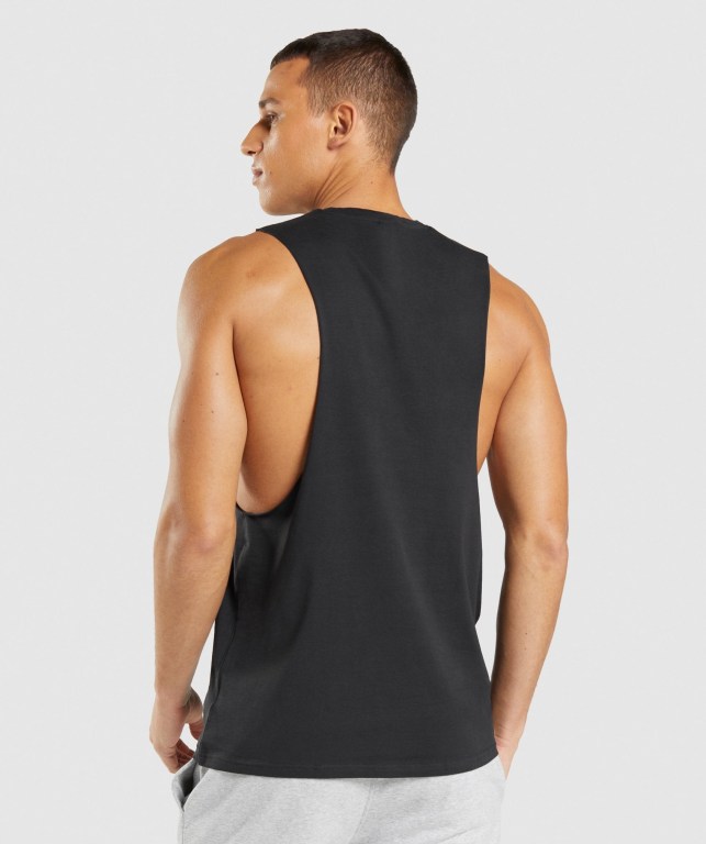 Gymshark Central Drop Arm Atlet Erkek Siyah | 821-RAOCXJ