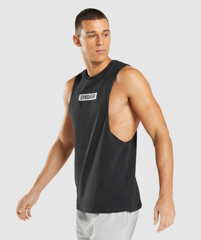 Gymshark Central Drop Arm Atlet Erkek Siyah | 821-RAOCXJ