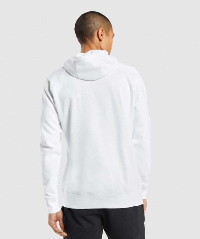 Gymshark Central Kapüşonlu Sweatshirt Erkek Beyaz | 206-FYPDOI