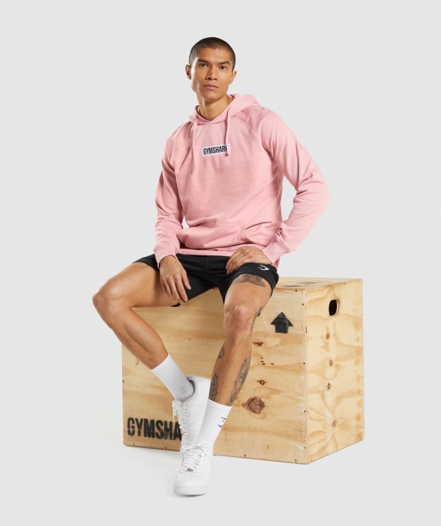 Gymshark Central Kapüşonlu Sweatshirt Erkek Pembe | 348-OBNKIQ