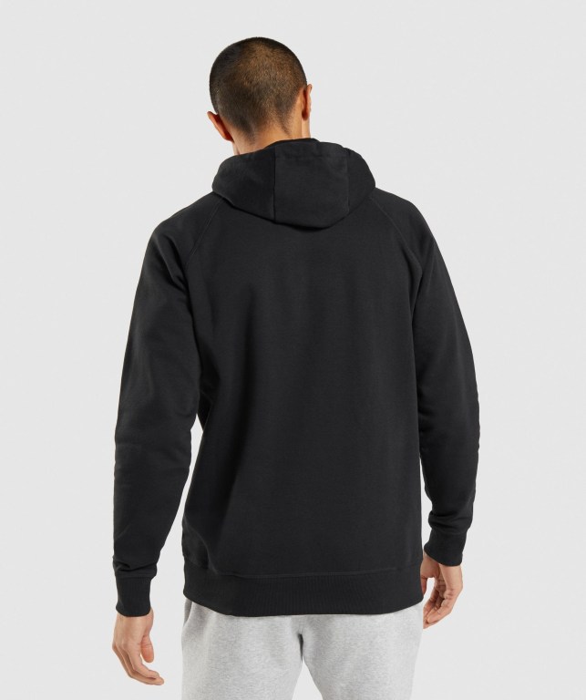 Gymshark Central Kapüşonlu Sweatshirt Erkek Siyah | 803-VKASMQ