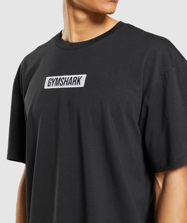 Gymshark Central Oversized Tişört Erkek Siyah | 236-FZOJXQ