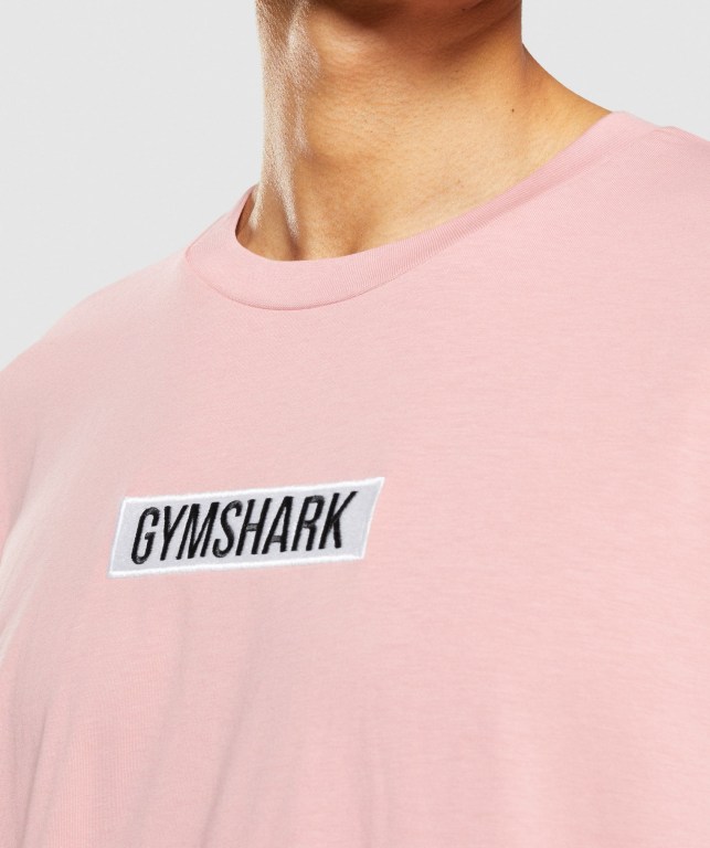 Gymshark Central Oversized Tişört Erkek Pembe | 658-BDYZFG