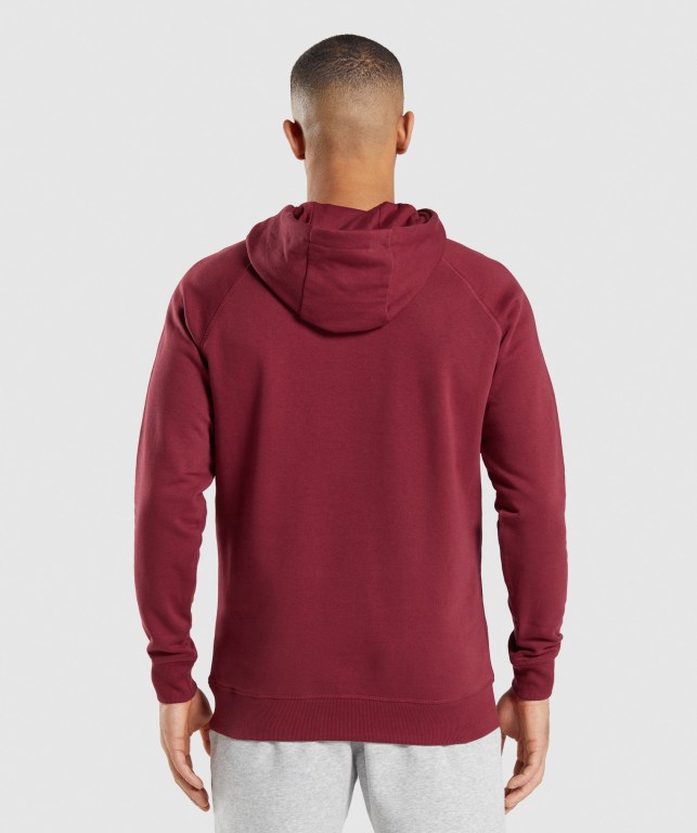 Gymshark Crest Kapüşonlu Sweatshirt Erkek Bordo Kırmızı | 063-ZFTAQM