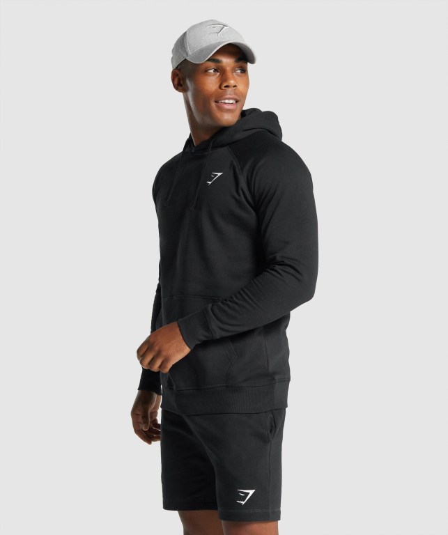 Gymshark Crest Kapüşonlu Sweatshirt Erkek Siyah | 867-RACTDE