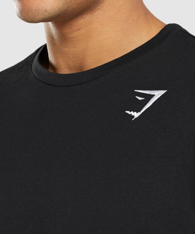 Gymshark Crest Tişört Erkek Siyah | 127-GUWYXD