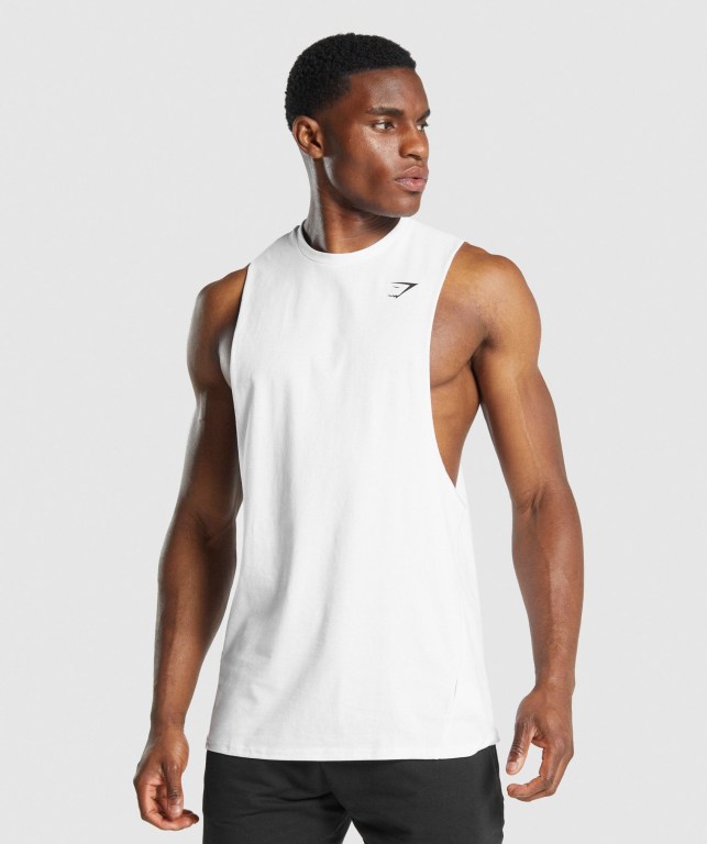 Gymshark Critical 2.0 Drop Arm Atlet Erkek Beyaz | 540-KNJPQT