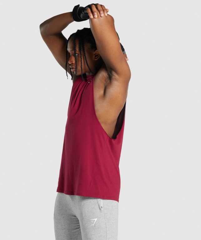 Gymshark Critical 2.0 Drop Arm Atlet Erkek Bordo | 630-HLUDTA