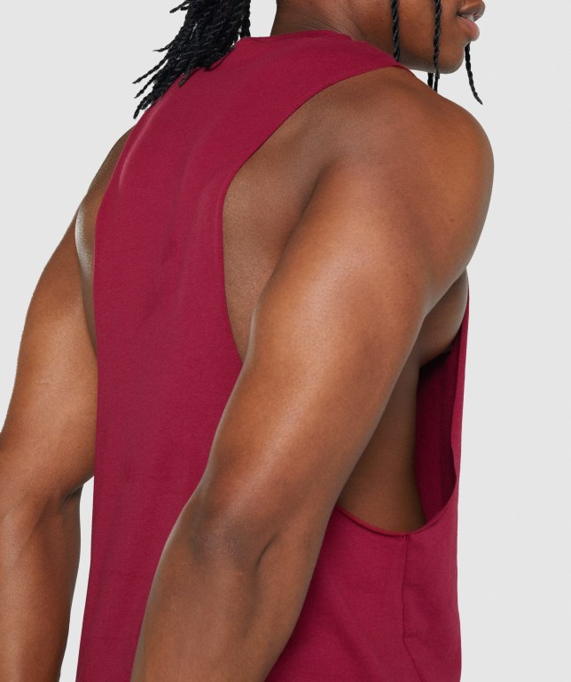 Gymshark Critical 2.0 Drop Arm Atlet Erkek Bordo | 630-HLUDTA