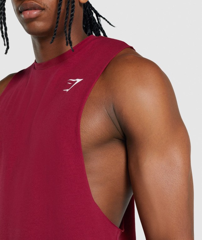 Gymshark Critical 2.0 Drop Arm Atlet Erkek Bordo | 630-HLUDTA