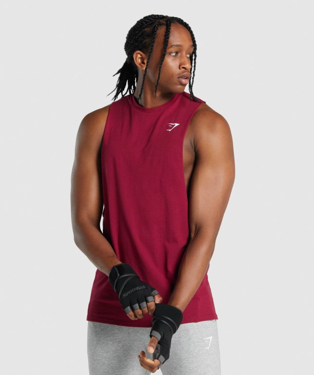 Gymshark Critical 2.0 Drop Arm Atlet Erkek Bordo | 630-HLUDTA