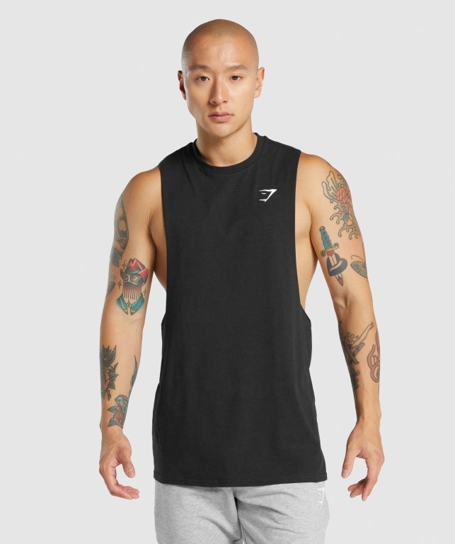 Gymshark Critical 2.0 Drop Arm Atlet Erkek Siyah | 894-CFMUVP