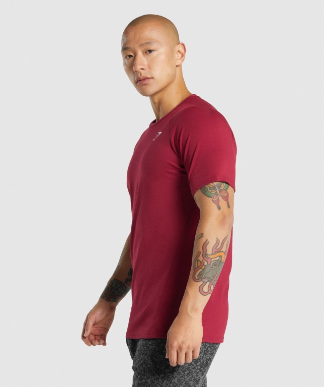 Gymshark Critical 2.0 Tişört Erkek Bordo | 502-BTDUYK