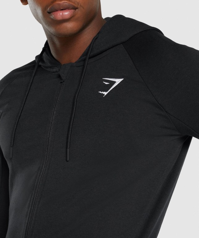 Gymshark Critical 2.0 Zip Up Kapüşonlu Sweatshirt Erkek Siyah | 963-EQBVZU