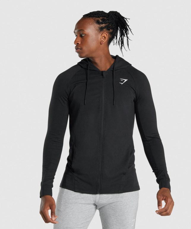 Gymshark Critical 2.0 Zip Up Kapüşonlu Sweatshirt Erkek Siyah | 963-EQBVZU