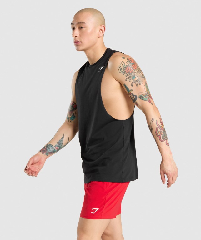 Gymshark Critical Drop Arm Atlet Erkek Siyah | 216-VPMSZR