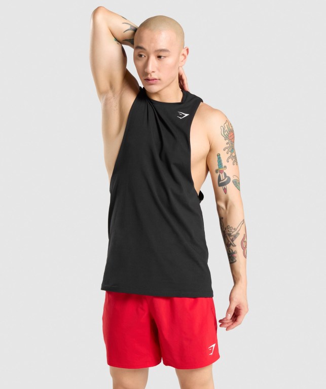 Gymshark Critical Drop Arm Atlet Erkek Siyah | 216-VPMSZR