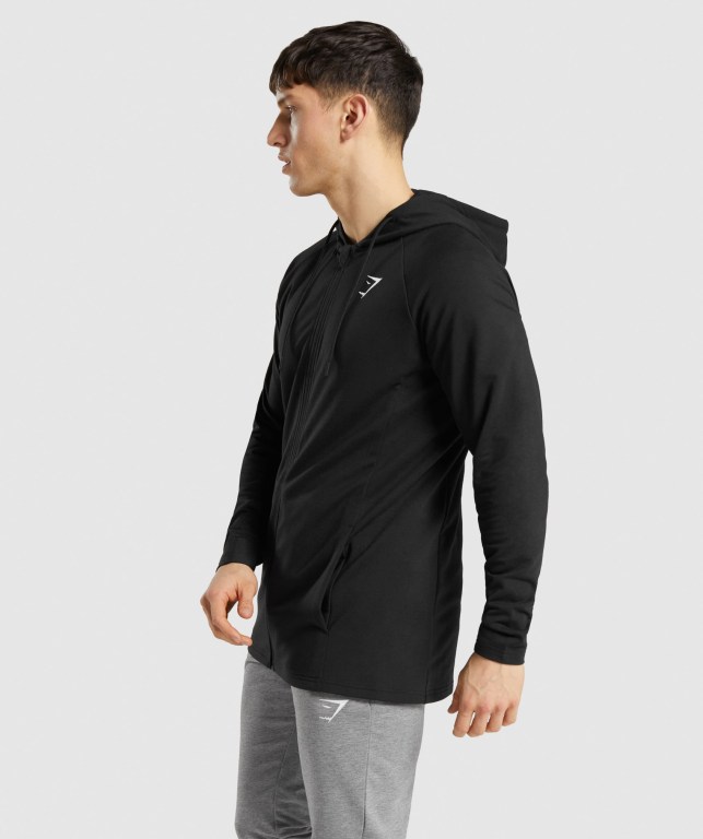 Gymshark Critical Zip Kapüşonlu Sweatshirt Erkek Siyah | 507-RXNQEI