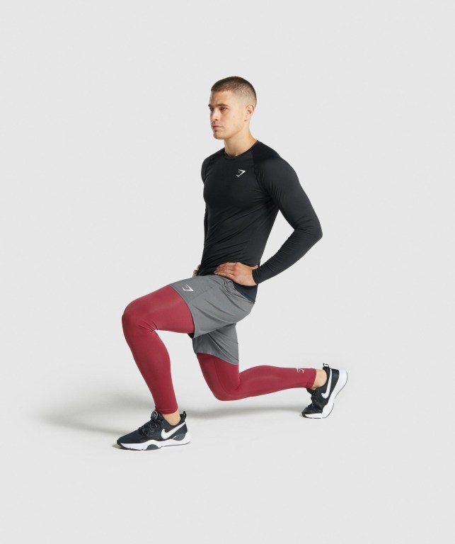 Gymshark Element Baselayer Jogger Pantolon Erkek Bordo | 539-CTLAUY