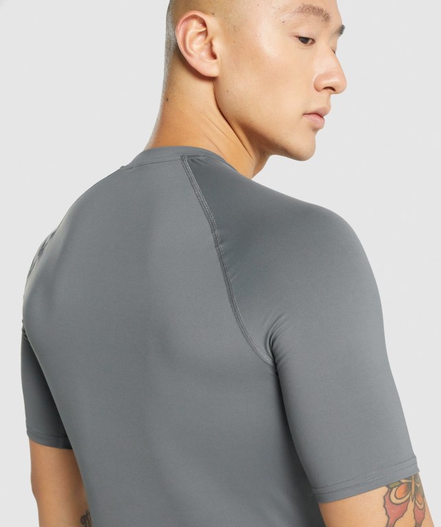 Gymshark Element Baselayer Tişört Erkek Gri | 253-SJDQCN