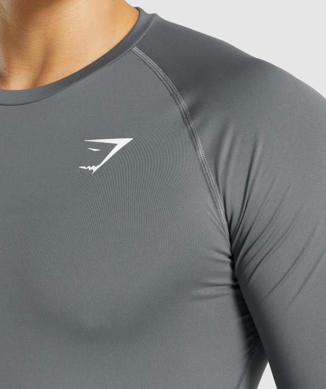 Gymshark Element Baselayer Tişört Erkek Gri | 253-SJDQCN