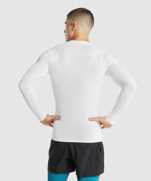 Gymshark Element Baselayer Tişört Erkek Beyaz | 328-RZPNTE