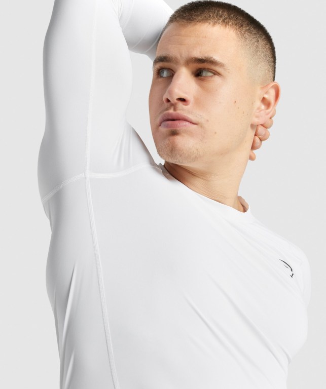 Gymshark Element Baselayer Tişört Erkek Beyaz | 328-RZPNTE