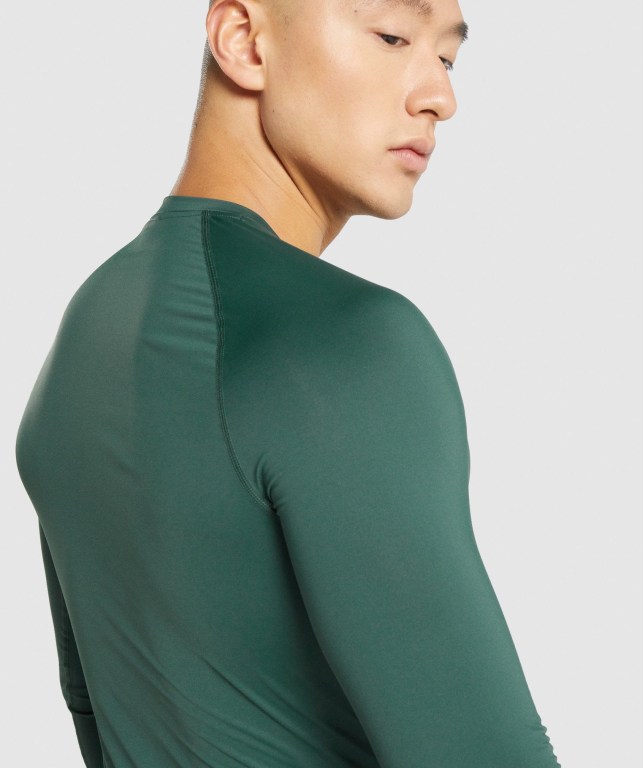 Gymshark Element Baselayer Tişört Erkek Koyu Yeşil | 435-XHOBWV