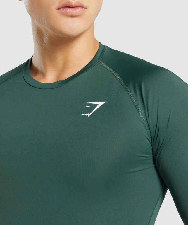 Gymshark Element Baselayer Tişört Erkek Koyu Yeşil | 435-XHOBWV