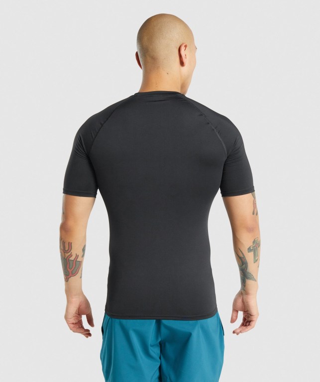 Gymshark Element Baselayer Tişört Erkek Siyah | 439-QNXLEO