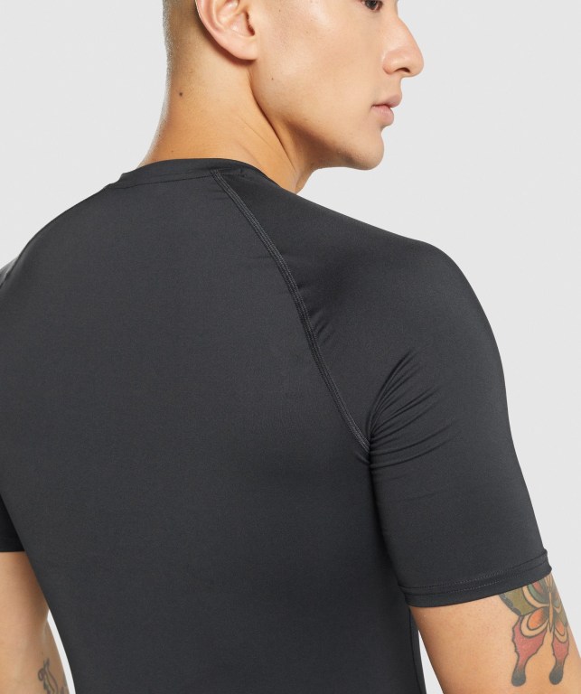 Gymshark Element Baselayer Tişört Erkek Siyah | 439-QNXLEO