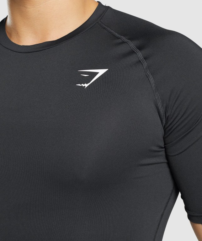 Gymshark Element Baselayer Tişört Erkek Siyah | 439-QNXLEO