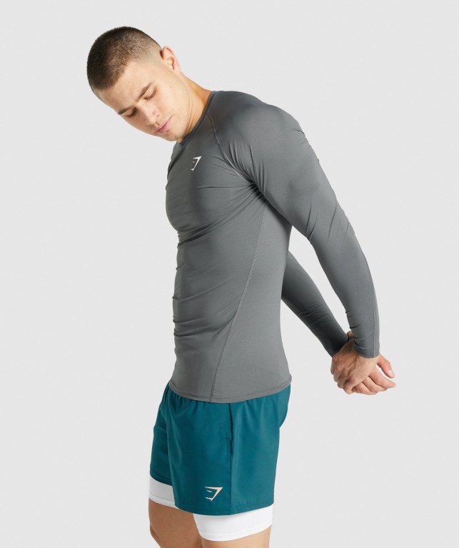 Gymshark Element Baselayer Tişört Erkek Gri | 453-XHEMYC