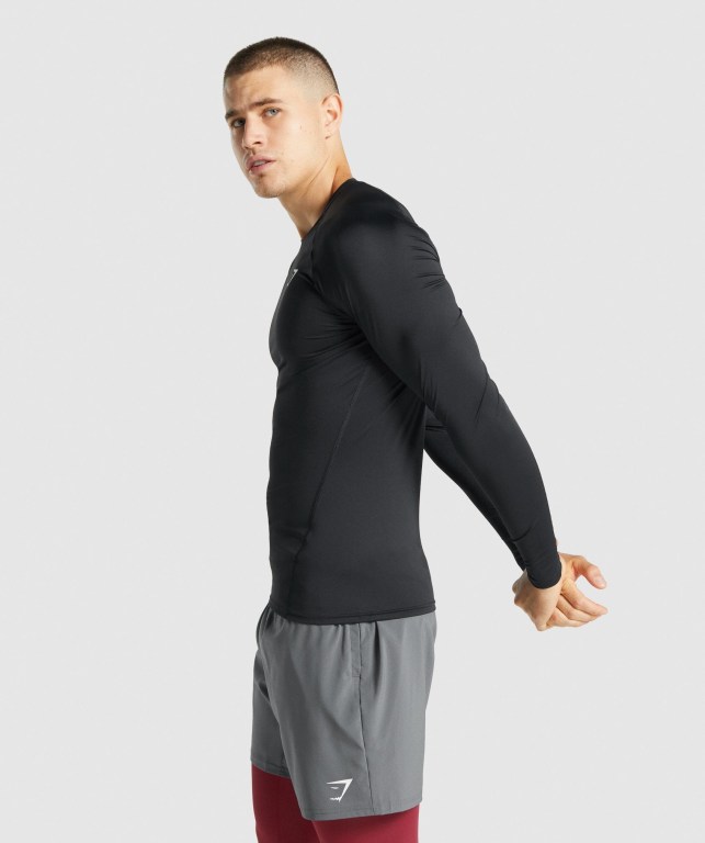 Gymshark Element Baselayer Tişört Erkek Siyah | 517-NWAGEL