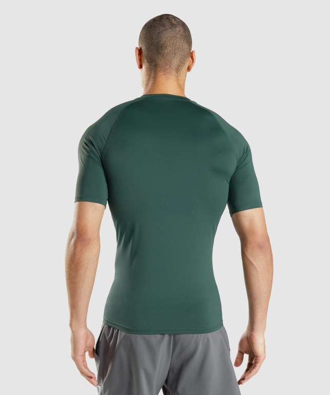 Gymshark Element Baselayer Tişört Erkek Koyu Yeşil | 815-LSTNXE