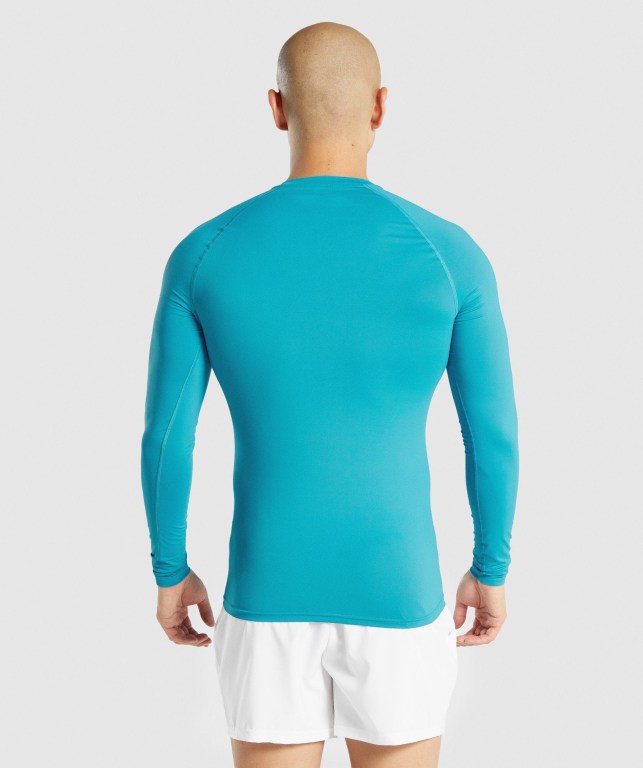 Gymshark Element Baselayer Tişört Erkek Mavi | 843-EGCRUO