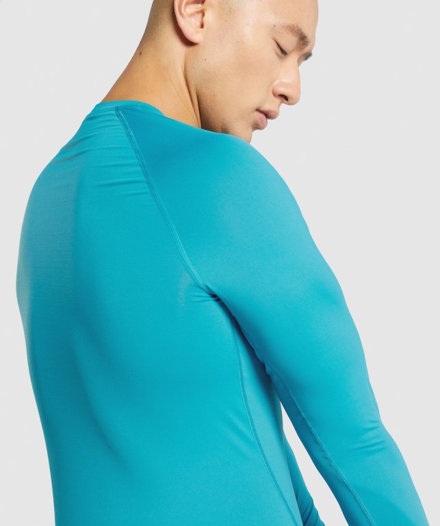 Gymshark Element Baselayer Tişört Erkek Mavi | 843-EGCRUO